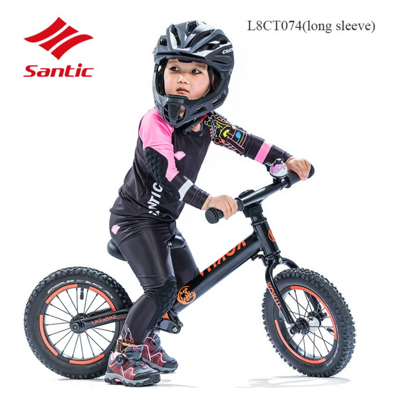 Santic Kids Q Girl's Balance Bike/ Cycling kit with arm and knee pads